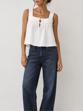 Rails white gauzy enya cropped tank